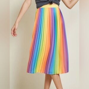 ModCloth Rainbow Pleated Midi Skirt